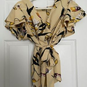 Beautiful floral low cut blouse